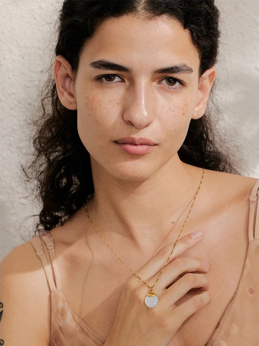 White natural stone pendant necklace - product image
