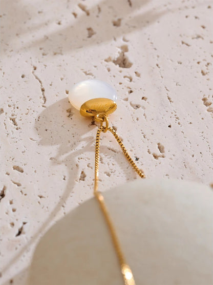 White natural stone pendant necklace - product image