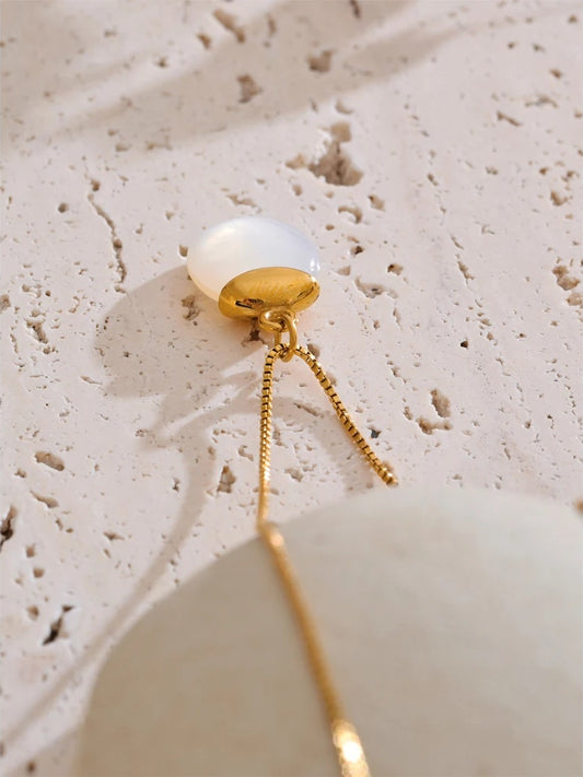 White natural stone pendant necklace - product image