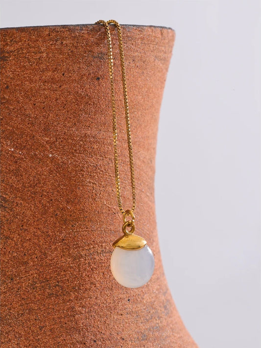 White natural stone pendant necklace - product image