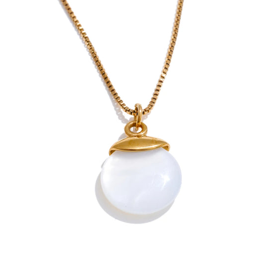 White natural stone pendant necklace - product image