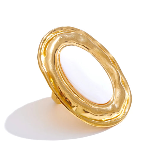 White shell oval adjustable ring - product image