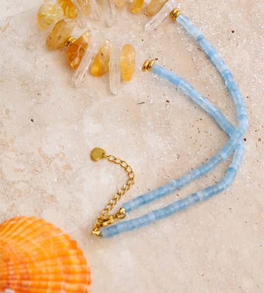 White yellow crystal drop stone pendant necklace - product image