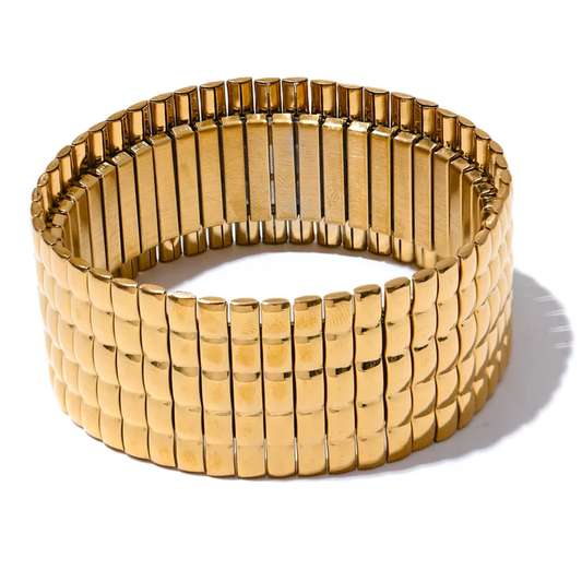 Wide abstract elastic metal bangle bracelet - product image