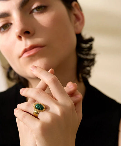 Wide chunky tiger natural stone fashion ring - product image