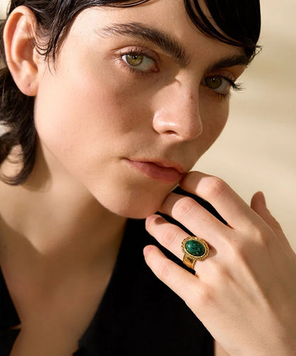 Wide chunky tiger natural stone fashion ring - product image