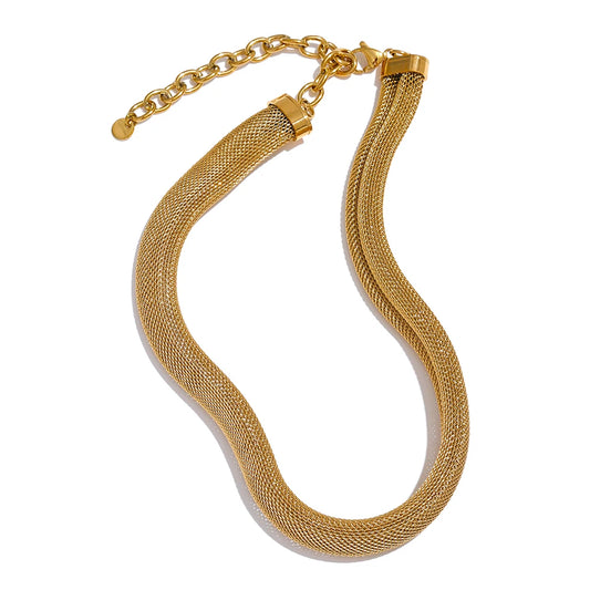 Wide collar metal necklace bracelet bangle set - product image