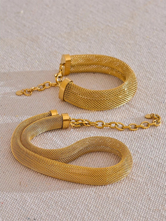 Wide collar metal necklace bracelet bangle set - product image