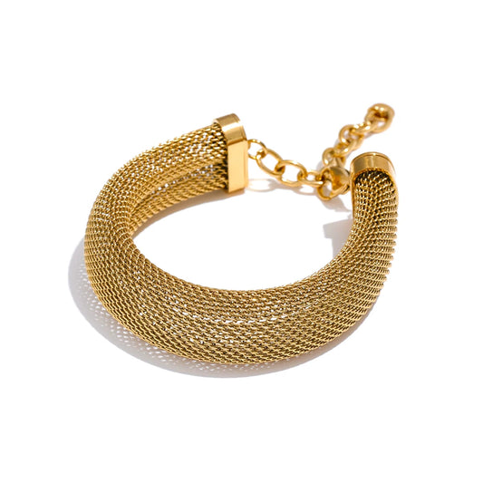 Wide collar metal necklace bracelet bangle set - product image