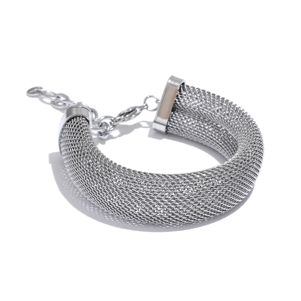 Wide collar metal necklace bracelet bangle set - product image