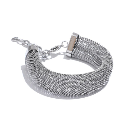 Wide collar metal necklace bracelet bangle set - product image