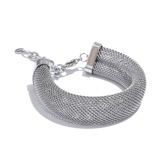 Wide collar metal necklace bracelet bangle set - product image
