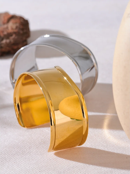 Wide cuff open metal bracelet unisex - product image