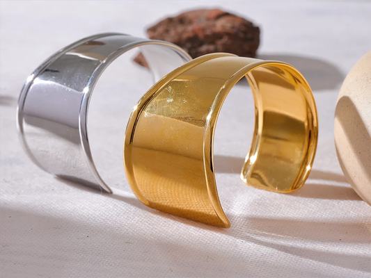 Wide cuff open metal bracelet unisex - product image