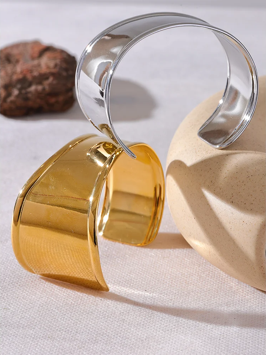 Wide cuff open metal bracelet unisex - product image