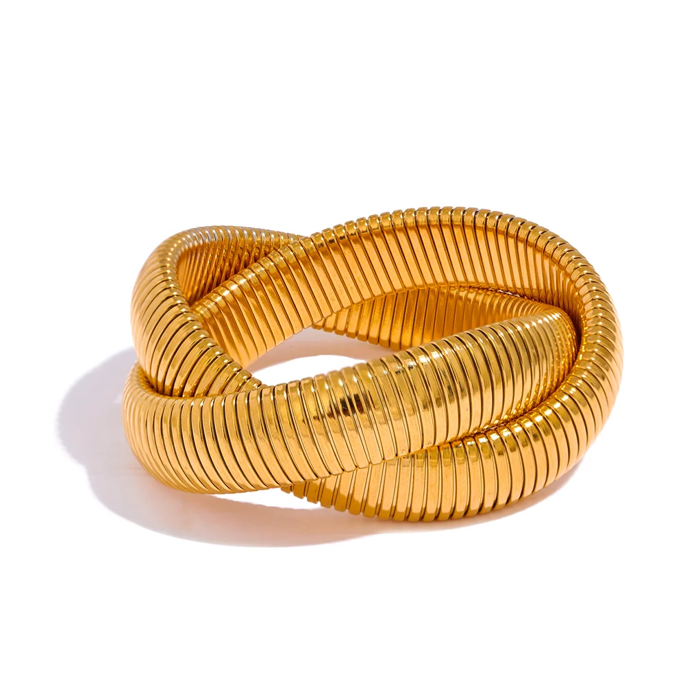 Wide heavy metal stackable bracelet bangle - product image