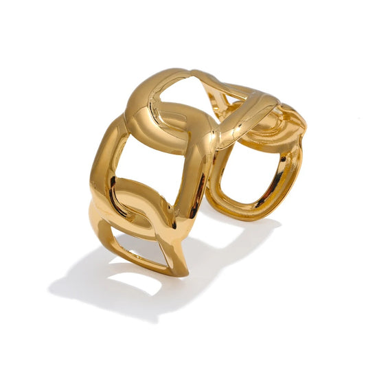 Wide hollow cuff minimalist charm bangle bracelet - product image
