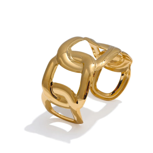 Wide hollow cuff minimalist charm bangle bracelet - product image