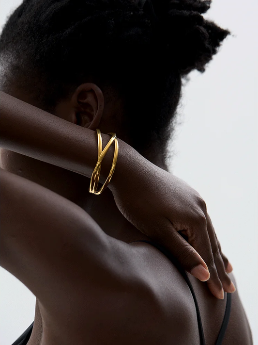 Wide hollow wrist cuff bracelet bangle - product image