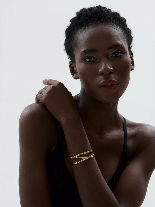 Wide hollow wrist cuff bracelet bangle - product image