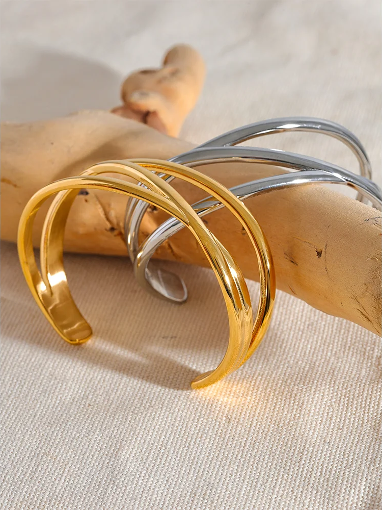 Wide hollow wrist cuff bracelet bangle - product image