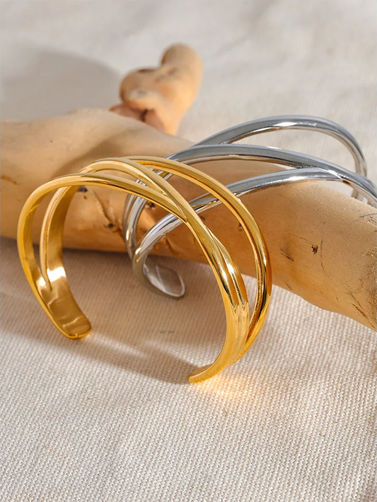 Wide hollow wrist cuff bracelet bangle - product image