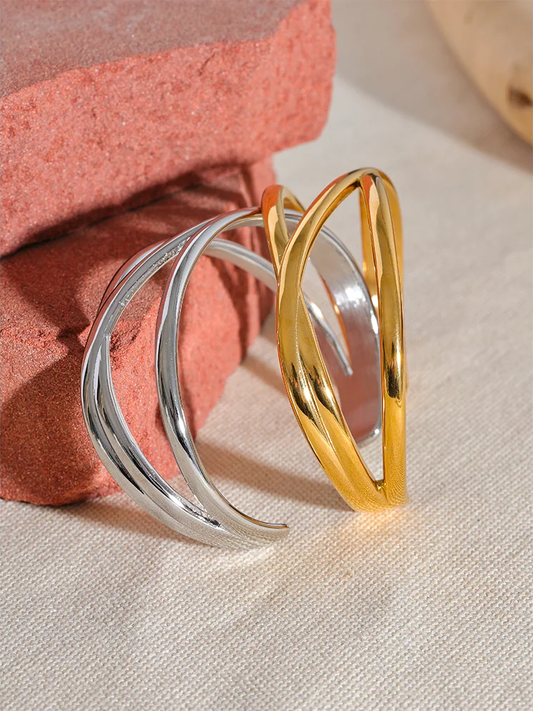 Wide hollow wrist cuff bracelet bangle - product image