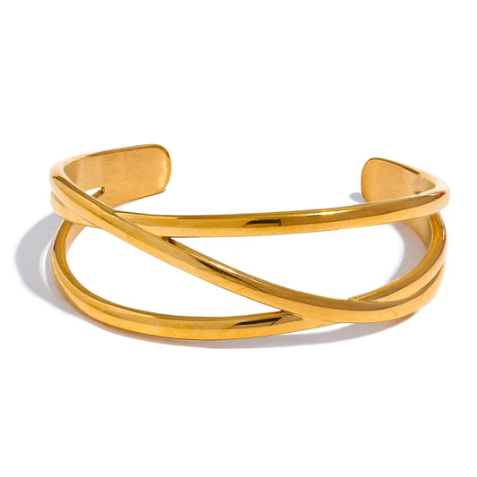 Wide hollow wrist cuff bracelet bangle - product image
