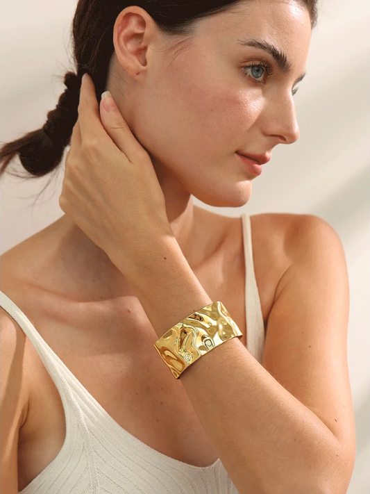 Wide minimalist open cuff bracelet women fashion - product image