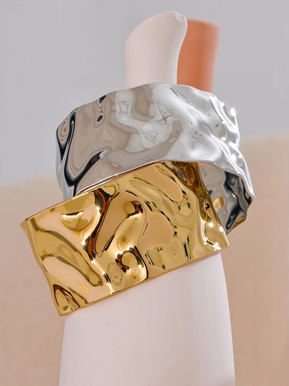 Wide minimalist open cuff bracelet women fashion - product image