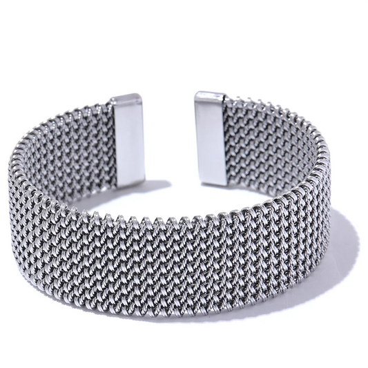 Wide open metal statement bracelet bangle - product image
