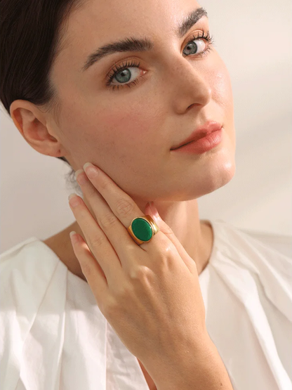 Wide stone contemporary ring women fashion - product image