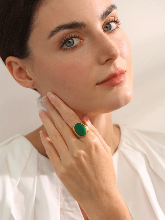 Wide stone contemporary ring women fashion - product image