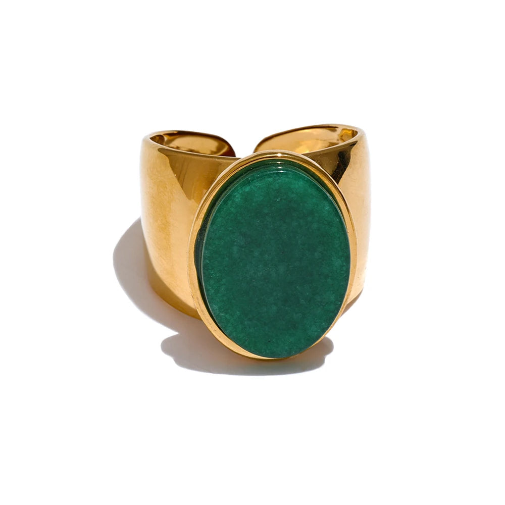 Wide stone contemporary ring women fashion - product image