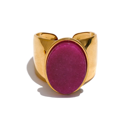 Wide stone contemporary ring women fashion - product image