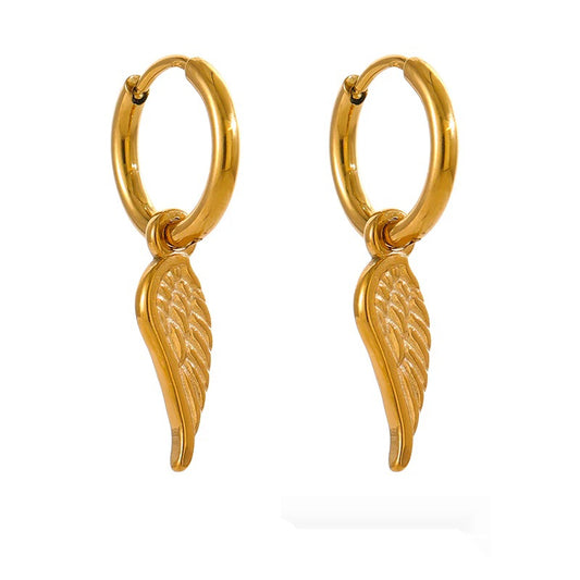 Wing huggie abstract chunky trendy hoop earrings - product image