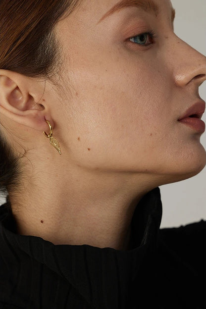 Wing huggie abstract chunky trendy hoop earrings - product image