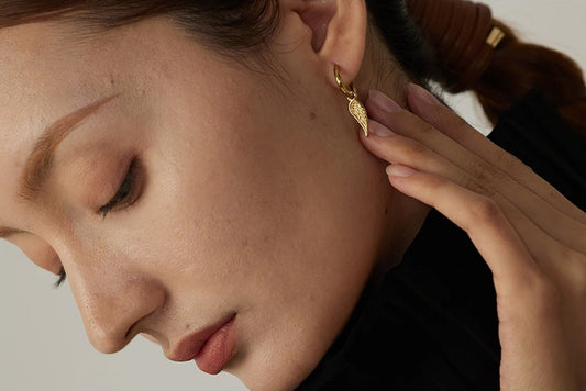 Wing huggie abstract chunky trendy hoop earrings - product image