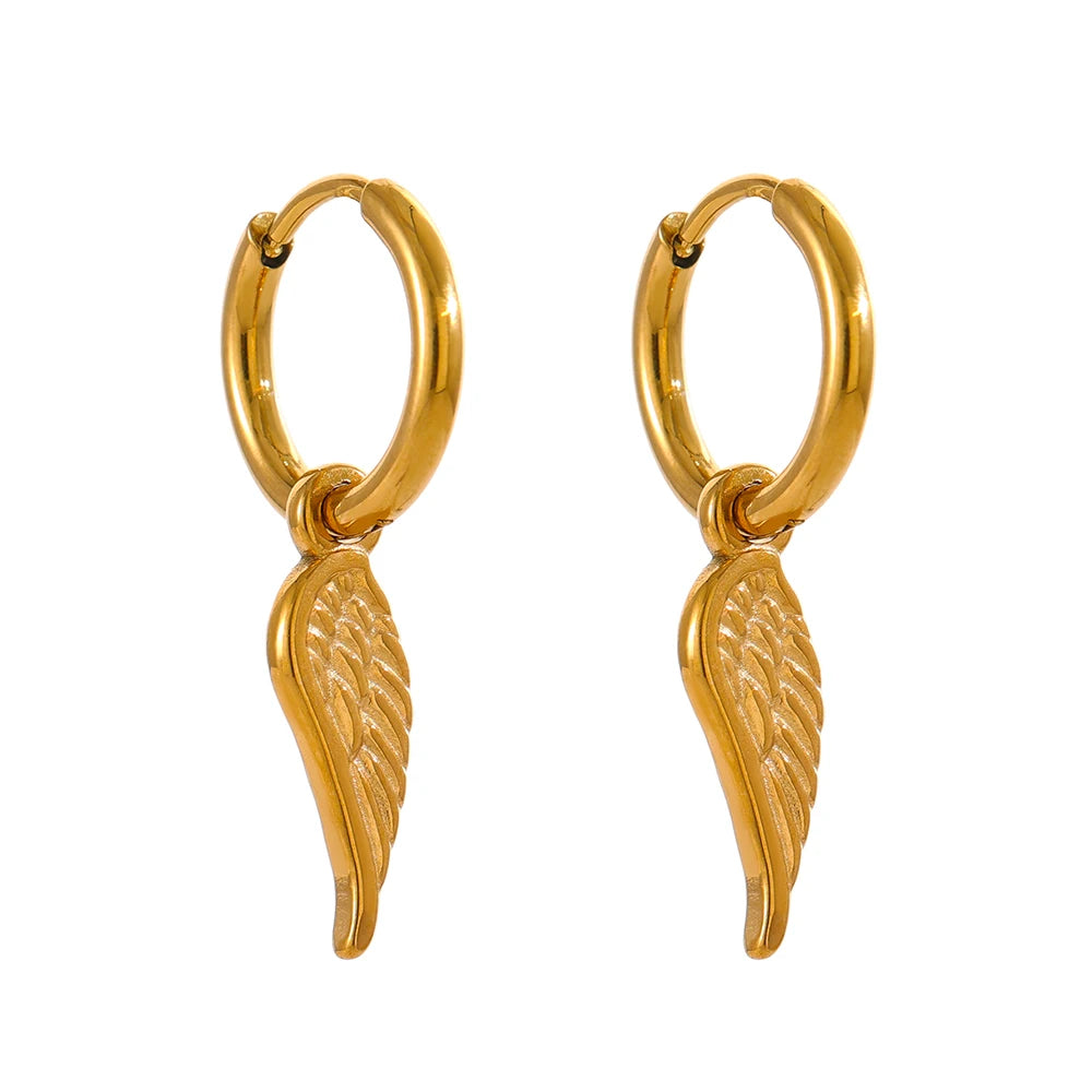 Wing huggie abstract chunky trendy hoop earrings - product image