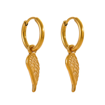 Wing huggie abstract chunky trendy hoop earrings - product image