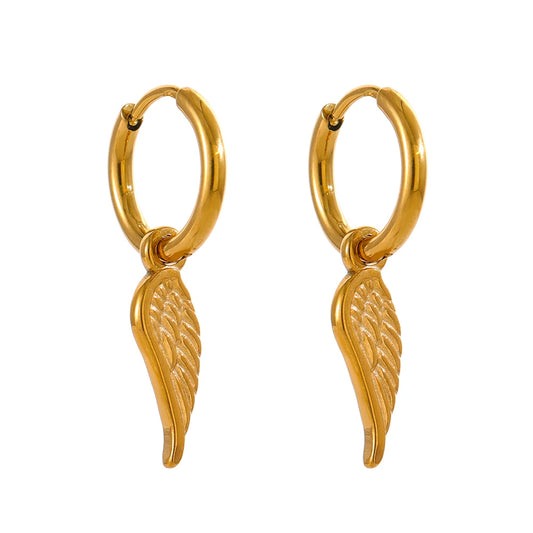 Wing huggie abstract chunky trendy hoop earrings - product image