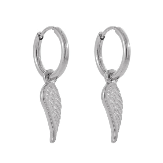Wing huggie abstract chunky trendy hoop earrings - product image