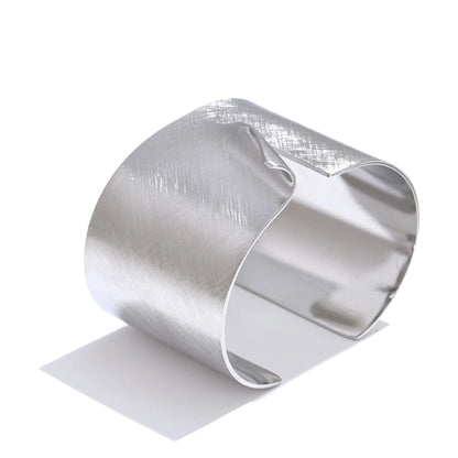Wire drawing polished metal cuff bracelet - product image