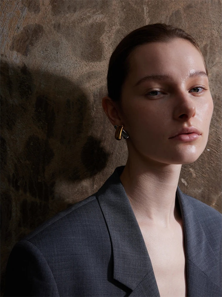 X shape metal stud earrings women - product image