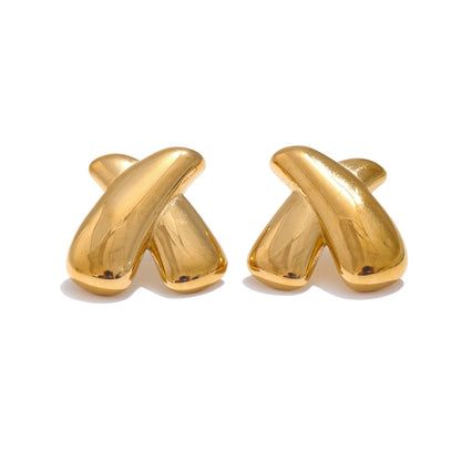 X shape metal stud earrings women - product image
