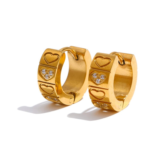 Zircon heart hoop earrings women fashion - product image