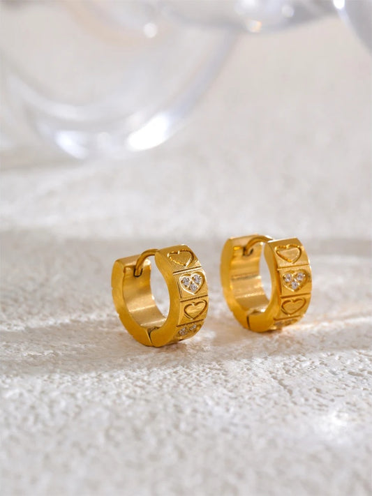 Zircon heart hoop earrings women fashion - product image