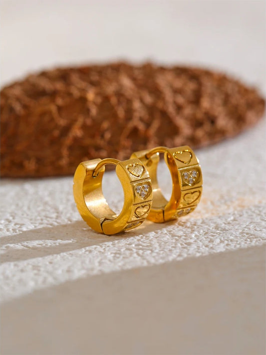 Zircon heart hoop earrings women fashion - product image