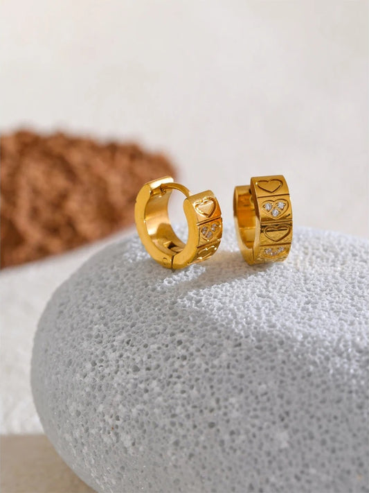 Zircon heart hoop earrings women fashion - product image