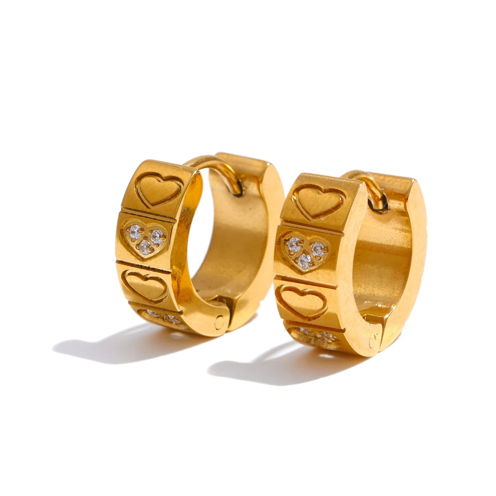 Zircon heart hoop earrings women fashion - product image
